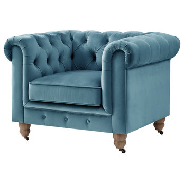 Rustic Manor Maddie Club Chair Button Tufted, Teal