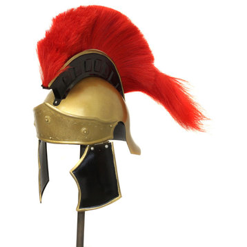Urban Designs Replica Greco-Roman Red Plume Helmet, Black & Gold