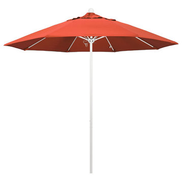9' Matted White Push Lift Fiberglass Rib Aluminum Umbrella, Olefin, Sunset