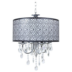 Contemporary Chandeliers Crystal Chandelier Light With Bubble Shade, Brushed Black and Chrome