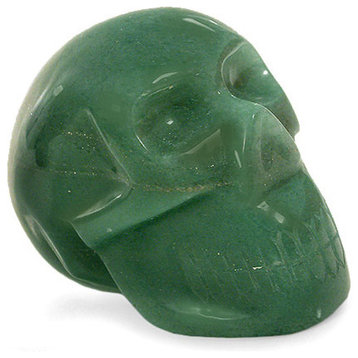 Novica Green Skull Green Quartz Statuette