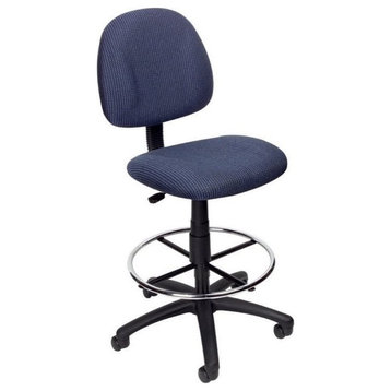 Boss Office Contoured Comfort Rolling Fabric Drafting Stool in Blue