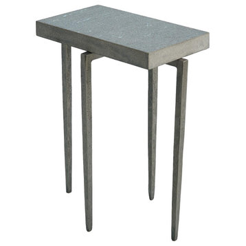 Modern Minimalist Grey Iron Granite Accent Table  Slab Rectangle Industrial