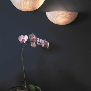 Limoges Porcelain Bisque Wall Sconces (Leaf Shade and Waves Shade)