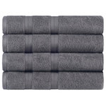 Blue Nile Mills - 4 Piece Solid Zero-Twist Absorbent Bath Towel Set, Gray - Step out of the shower or bath and wrap yourself in the amazingly soft Smart Dry Zero Twist Cotton 3-Piece Towel Set. These quick drying towels are expertly crafted from premium Cotton to ensure maximum strength, softness, and absorbency. This machine washable bundle is available in an array of long-lasting solid color options with finished, hemmed edges for added durability. Cotton is an absorbent, breathable, and ultra-soft material that can be used to craft anything from beach towels to bed linens and beyond. The smooth texture of this versatile fiber keeps its shape after countless washes being highly durable and long-lasting. Best of all, this material requires minimal care!