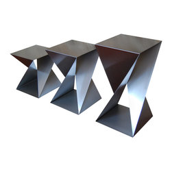 Custom Metal Home - Twist Table Base, Dining Height, Satin Finish, 20"x20"x29" - Table Tops And Bases