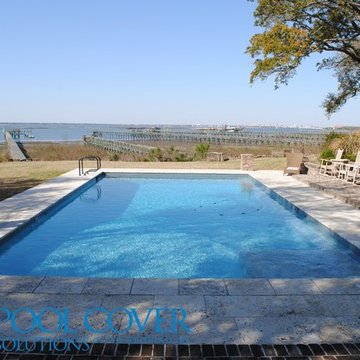 Coral Travertine, Undertrack, Automatic Pool Cover