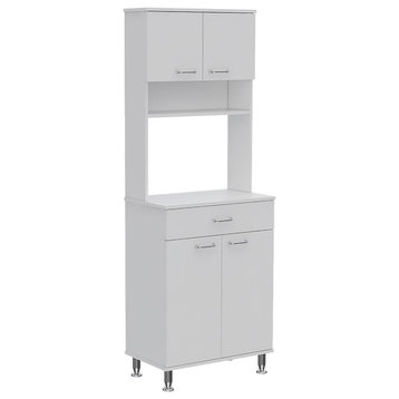 Bowery Hill 66" Modern Engineered Wood High Pantry Cabinet in White