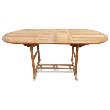 Grade A Teak Counter Height 71-95" Double Leaf Oval Extension Table