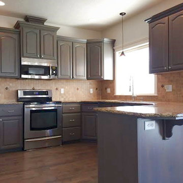 Gray Stained Kitchen Cabinets