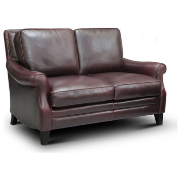 Adriana 100% Top Grain Leather Traditional Loveseat