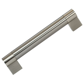 Twin Bar Style Brushed Nickel Solid Pull 6-5/16" Hole Centers, 7-9/32" Long, 5