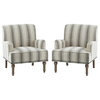 Comfy Living Room Armchair With Stripe Design Set of 2, Gray
