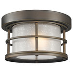 Z-Lite - Exterior Additions Outdoor Flush Mount in Oil Rubbed Bronze - With its sturdy dual frames encasing uniqueseedy glass panels  this flush mount exudes a classic craftsmen style that is bold yet charming. Available in Black or Oil Rubbed Bronze  these fixtures will accent any outdoor setting.&nbsp