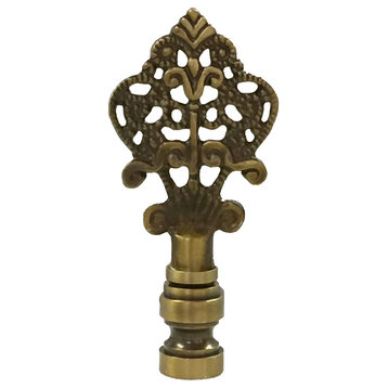 Royal Designs Vintage Key Design Finial, Antique Brass, Single