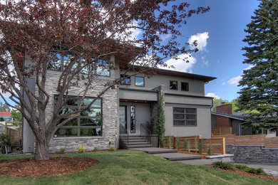 Transitional exterior home idea in Calgary
