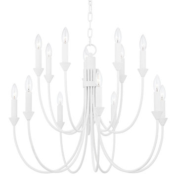 Cate 14 Light Chandelier, Gesso White