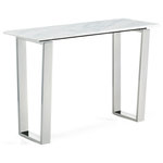 Meridian Furniture - Carlton Chrome Console Table - Pull your living room together with this stunning Carlton chrome console table by Meridian Furniture. This gorgeous contemporary chrome console table features a solid stone top that offsets its rich chrome stainless steel legs, providing the perfect contrast for a modern look. A shiny chrome finish ensures this table will be the highlight of your living room.