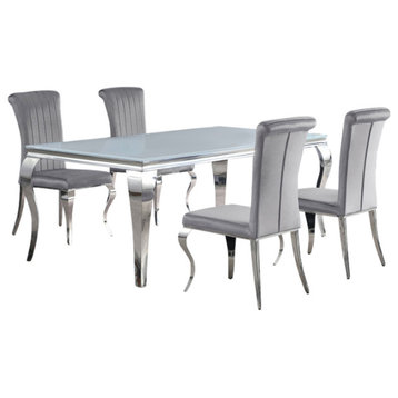 Carone 5-piece 81" Rectangular Dining Set Grey and Chrome Dining Table Grey