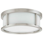Nuvo Lighting - Nuvo Lighting 60/2859 Odeon - Two Light Flush Dome - Odeon Two Light Flush Dome Brushed Nickel Satin White Shade *UL Approved: YES *Energy Star Qualified: n/a  *ADA Certified: n/a  *Number of Lights: Lamp: 2-*Wattage:60w Halogen bulb(s) *Bulb Included:No *Bulb Type:Halogen *Finish Type:Brushed Nickel