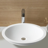 Karran Quattro QM162 Matte White Acrylic 19" Round Bathroom Vessel Sink