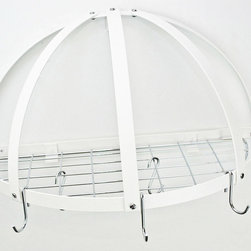 Pot Rack KD Half Dome with Grid - White-Chrome - Pot Racks And Accessories