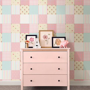 Turquoise Patchwork Wallpaper