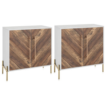 Accent Chest, Sideboard Buffet Cabinet with Doors & Shelves, Rustic Oak
