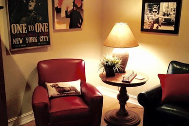 Inspiration for an industrial home theater remodel in Atlanta