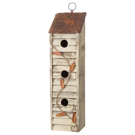 Rustic Garden Distressed Hanging Rectangle Wooden Birdhouse