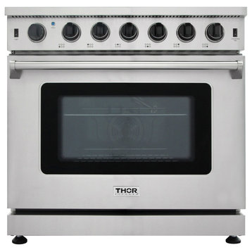 Thor Kitchen LRG3601 36"W 6 Cu. Ft. Built-In Natural Gas Range - Stainless