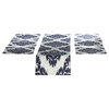 Ikat Printed Cotton Table Runner and Placemats, Ikat Blue