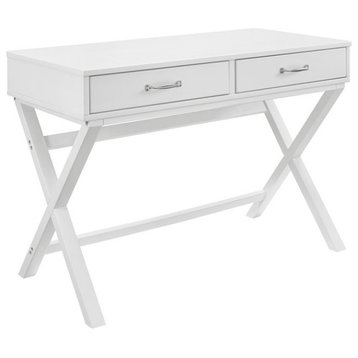 Linon Jenna Two Drawer Wood Desk in White