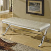 Metal Frame Bench, Beige and Silver