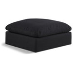 Meridian Furniture - Comfy Beige Linen Textured Fabric Modular Chair, Black, Linen Textured Fabric, Ottoman - Give your space a whole new look with this black Comfy linen textured fabric ottoman. This handsome ottoman fits nicely with other items in the Comfy collection and is a versatile seating option designed for adaptability, comfort and style. Wrapped in rich black durable linen textured fabric upholstery, this ottoman offers a plush embrace of overstuffed down feather cushions, carefully crafted to deliver the highest level of comfort. The perfect seat for creating an oasis for relaxation, this ottoman has thick foam surrounding its frame for added support and coziness.