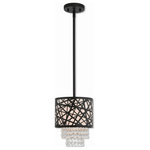 Livex Lighting - Livex Lighting 40661-07 Allendale - One Light Mini Pendant - This spectacular bronze mini pendant will take youAllendale One Light  Bronze Oatmeal Fabri *UL Approved: YES Energy Star Qualified: n/a ADA Certified: n/a  *Number of Lights: Lamp: 1-*Wattage:60w Medium Base bulb(s) *Bulb Included:No *Bulb Type:Medium Base *Finish Type:Bronze