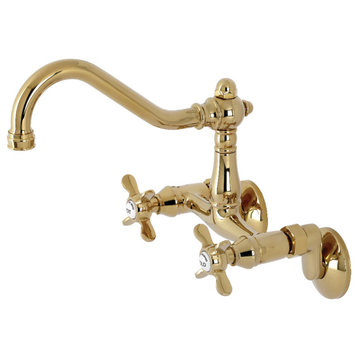 KS3222BEX 6" Adjustable Center Wall Mount Kitchen Faucet, Polished Brass