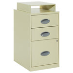 OSP Home Furnishings - 3 Drawer Locking Metal File Cabinet With Top Shelf, Tan - Keep files organized and your office working at peak performance with our locking metal file cabinet with convenient top shelf. Available in several colors to match any workspace. Deep full sided drawers glide smoothly keeping files at your fingertips and locking lower drawer offers storage for important documents or valuables. Ships fully assembled.