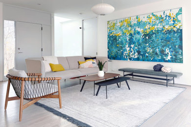 Trendy living room photo in New York