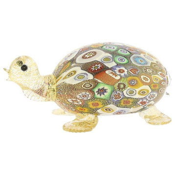 GlassOfVenice Murano Glass Golden Quilt Millefiori Turtle
