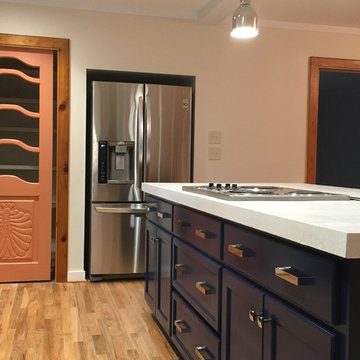 Custom Blue Island with White Concrete Counter