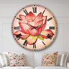 Pink Lotus Watercolor Illustration Flower Metal Clock, 36x36