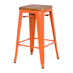 Orange Bar Stools and Counter Stools | Houzz - Apt2B - Grand Metal Counter Stools, Set of 4, Orange - Bar Stools And