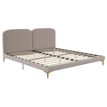 CosmoLiving by Cosmopolitan Coco Upholstered Bed in King in Taupe Velvet