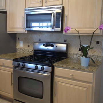 Contemporary Cream Refinished Kitchen Cabinets