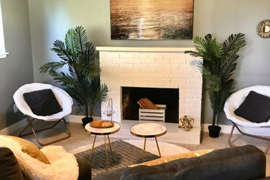 Example of a beach style living room design in Seattle