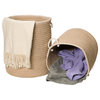 Soft Chenille Woven Hampers Sand 15"x15"x18", Round, Braided