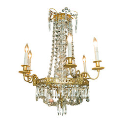 Neoclassical Antique Bronze and Crystal Chandelier - Chandeliers