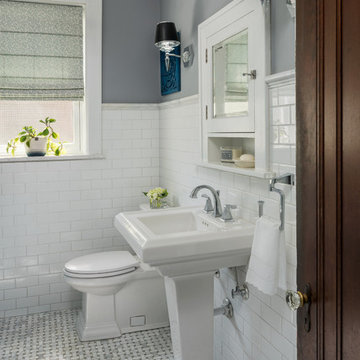 Subway tile with crown marble molding