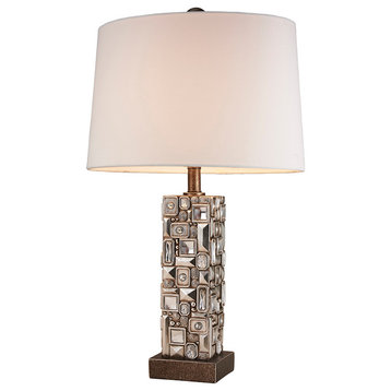 28" Tall Polyresin Table Lamp "Sierra" With Abstract Mirror Design